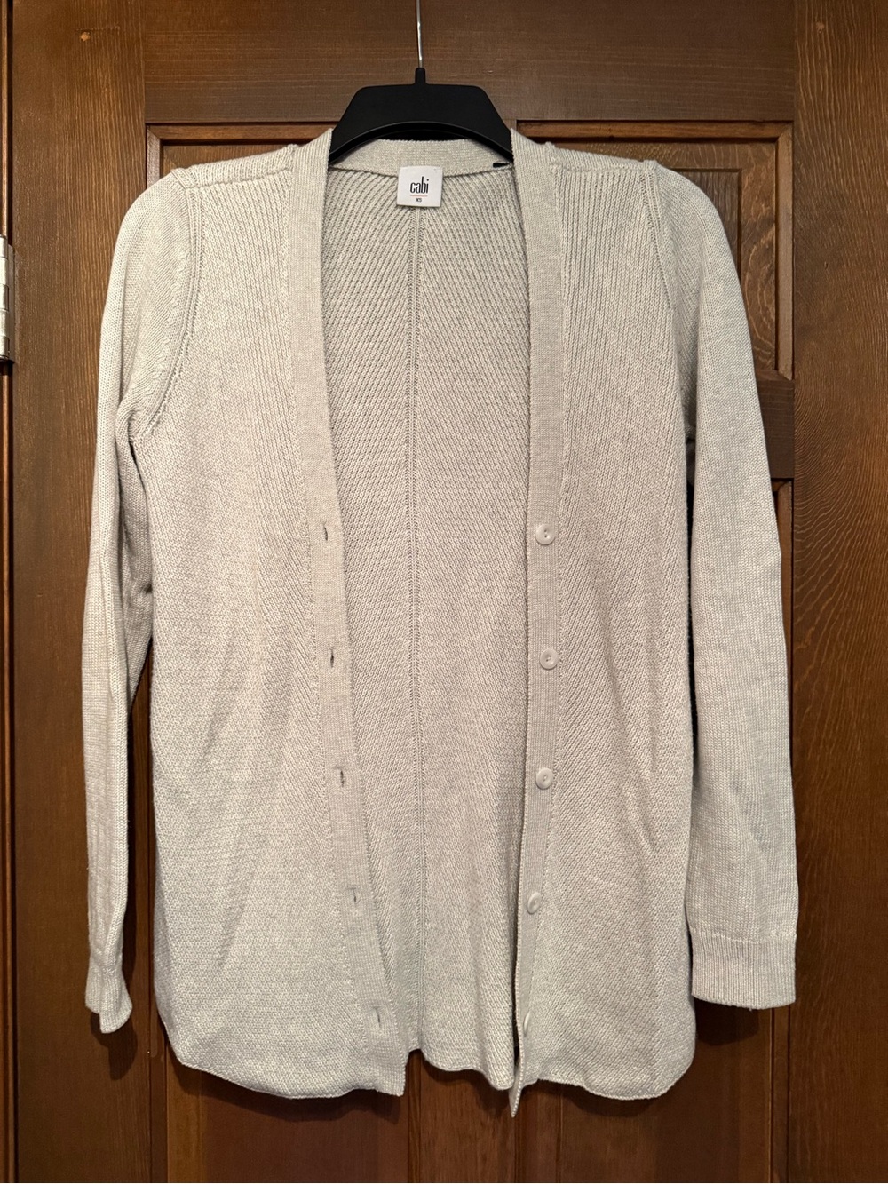 CAbi Light Gray Button-Front Cardigan